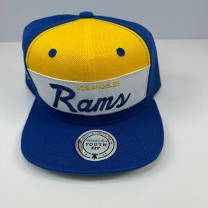 Mitchell & Ness Los Angeles Rams NFL Snapback Hat‎ Youth Fit Blue Yellow Cap